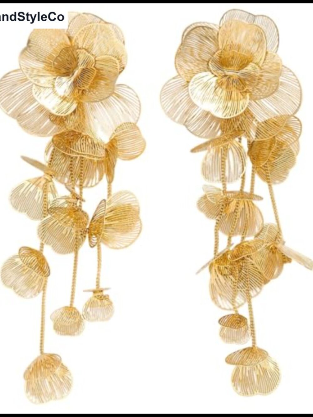 Vintage Filigree Floral Dangle Earrings, Long Drop Statement Jewelry for Women